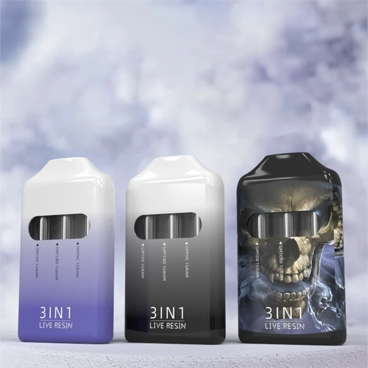 Hybird Indica Sativa 3 Flavors in One Device 1ml +1ml +ml Disposable Vape With Adjustable Voltages